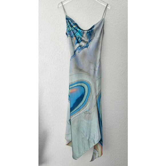 Simkhai Nelli Slip dress Blue Agate Tie Dye Print Midi 4 - Picture 3 of 12
